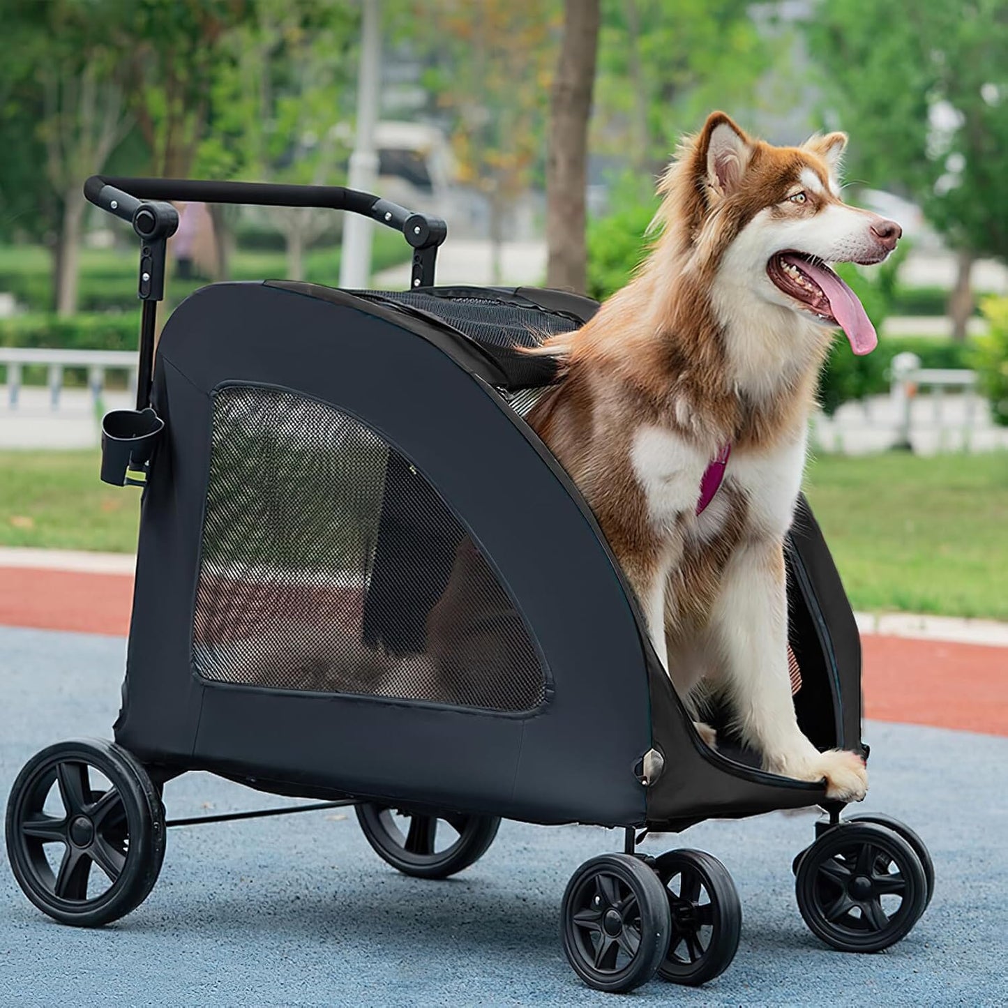 Poussette pour Chien StrollyPet™ Noir Securite Du Chien