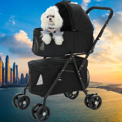 Poussette pour Chien - PetStroller™ - Noir - Securite Du Chien