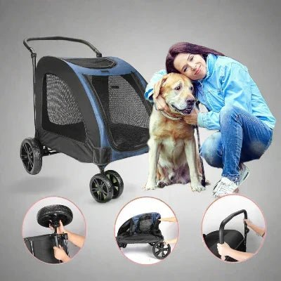 Poussette pour Chien StrollyPet™ Bleu Securite Du Chien