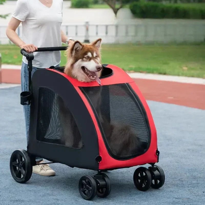 Poussette pour Chien StrollyPet™ Rouge Securite Du Chien
