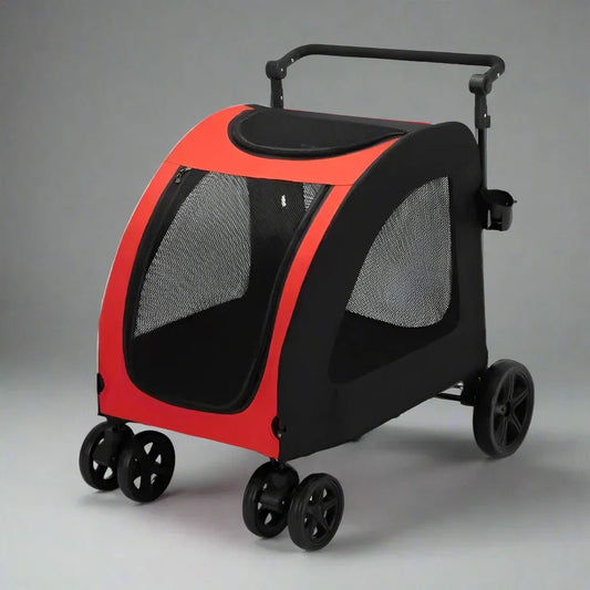 Poussette pour Chien - StrollyPet™ - Rouge - Securite Du Chien